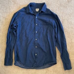 💙 J.Crew Men Casual Button Down Shirt Blue 100% Cotton M Minimalist Classic